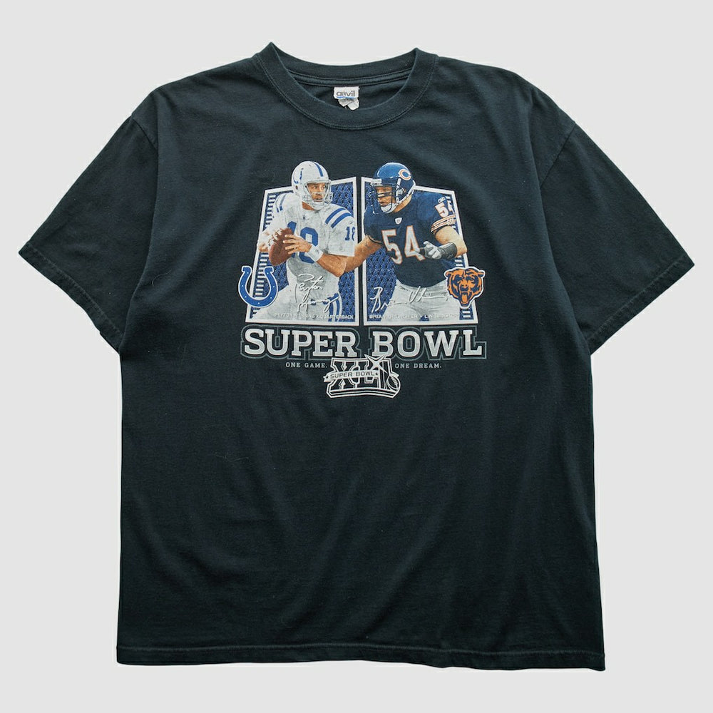 Superbowl XLII Anvil 2008 T-shirt Black Vintage