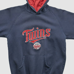 Minnesota Twins Majestic 2000s Hooded Pullover Sweatshirt - Navy - XXS by Fanatics Real Vintage Pullover