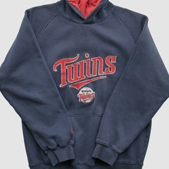 Minnesota Twins Majestic 2000s Hooded Pullover Sweatshirt - Navy - XXS by Fanatics Real Vintage Pullover