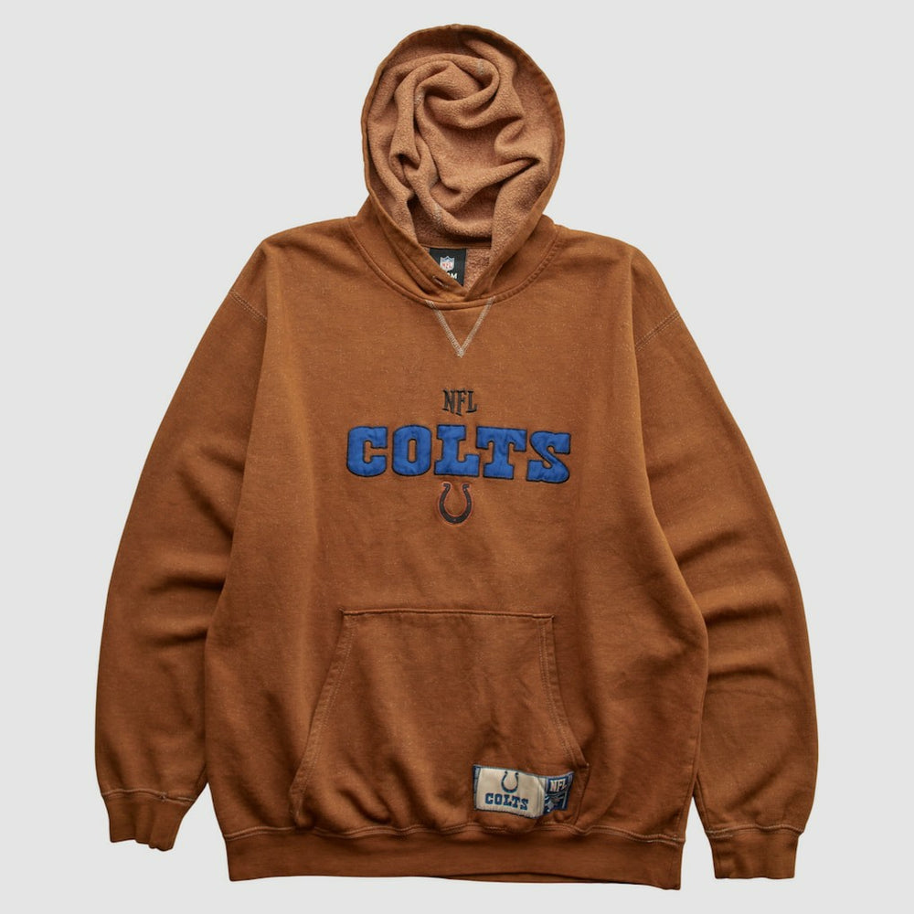 Indianapolis Colts NFL 2010s Hooded Pullover Sweatshirt Brown Vintage