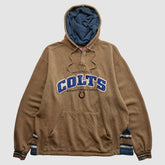Indianapolis Colts NFL 2000s Hooded Pullover Sweatshirt Tan Vintage