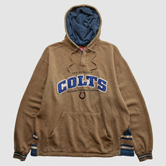 Indianapolis Colts NFL 2000s Hooded Pullover Sweatshirt Tan Vintage