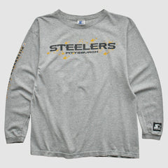 Pittsburgh Steelers Starter 90s Long Sleeve T-shirt Heather Gray Vintage