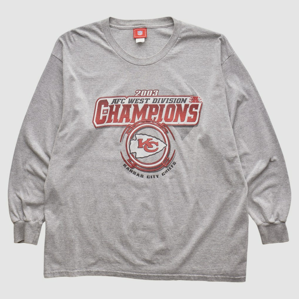 Kansas City Chiefs NFL 2003 Long Sleeve T-shirt Heather Gray Vintage