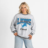 Detroit Lions Gameday Couture Women's Oversized Gridiron Drive Ringer Stripe Sweatshirt Ash/Black