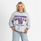 New York Giants Gameday Couture Women's Oversized Gridiron Drive Ringer Stripe Sweatshirt Ash/Black