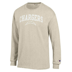 Los Angeles Chargers Champion White Ink Jersey Long Sleeve T-Shirt Oatmeal