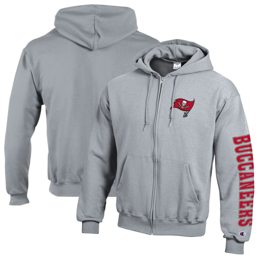 Tampa Bay Buccaneers Champion Powerblend Fleece Full-Zip Hoodie Heather Charcoal