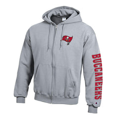 Tampa Bay Buccaneers Champion Powerblend Fleece Full-Zip Hoodie Heather Charcoal
