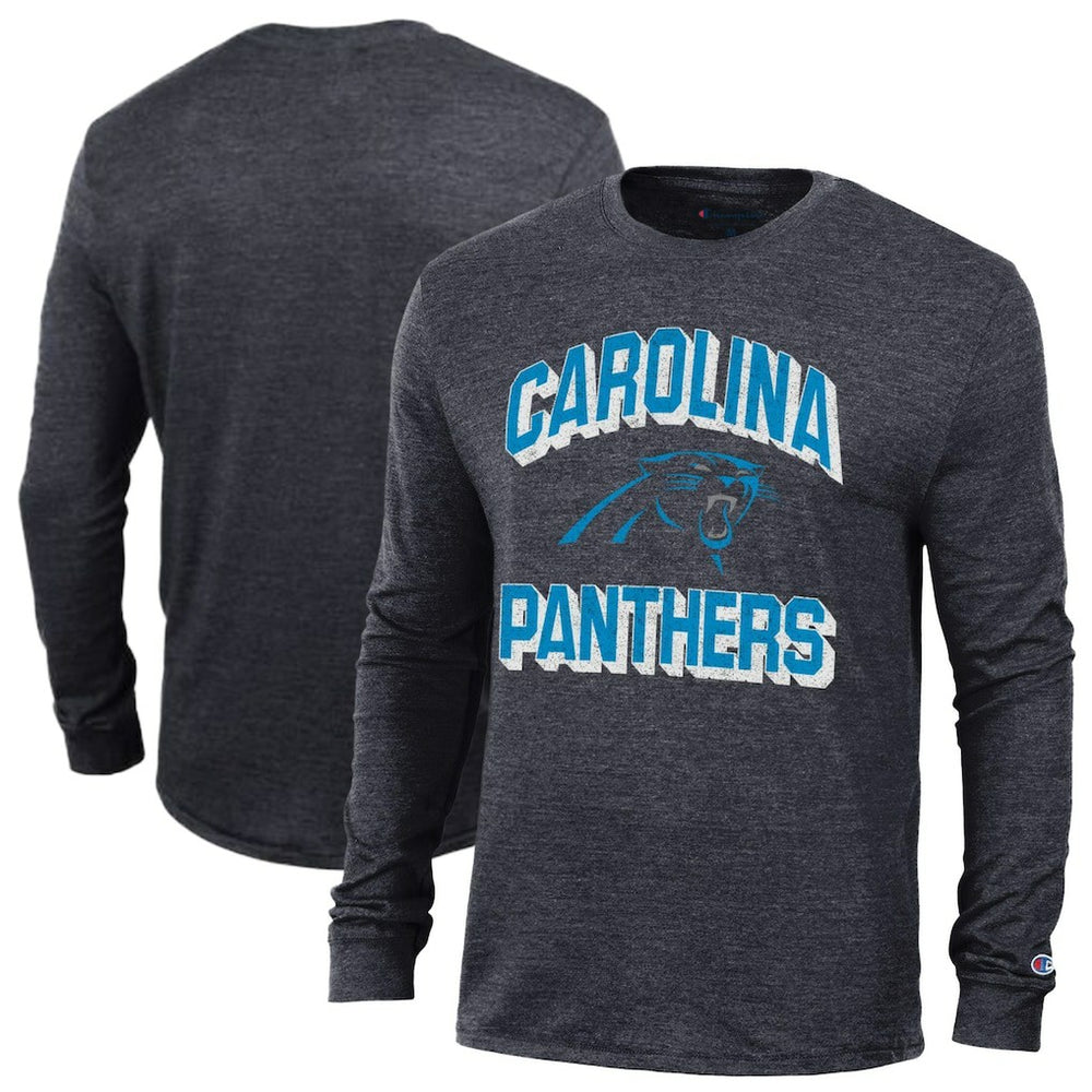 Carolina Panthers Champion Ultimate Tri-Blend Long Sleeve T-Shirt Heather Black