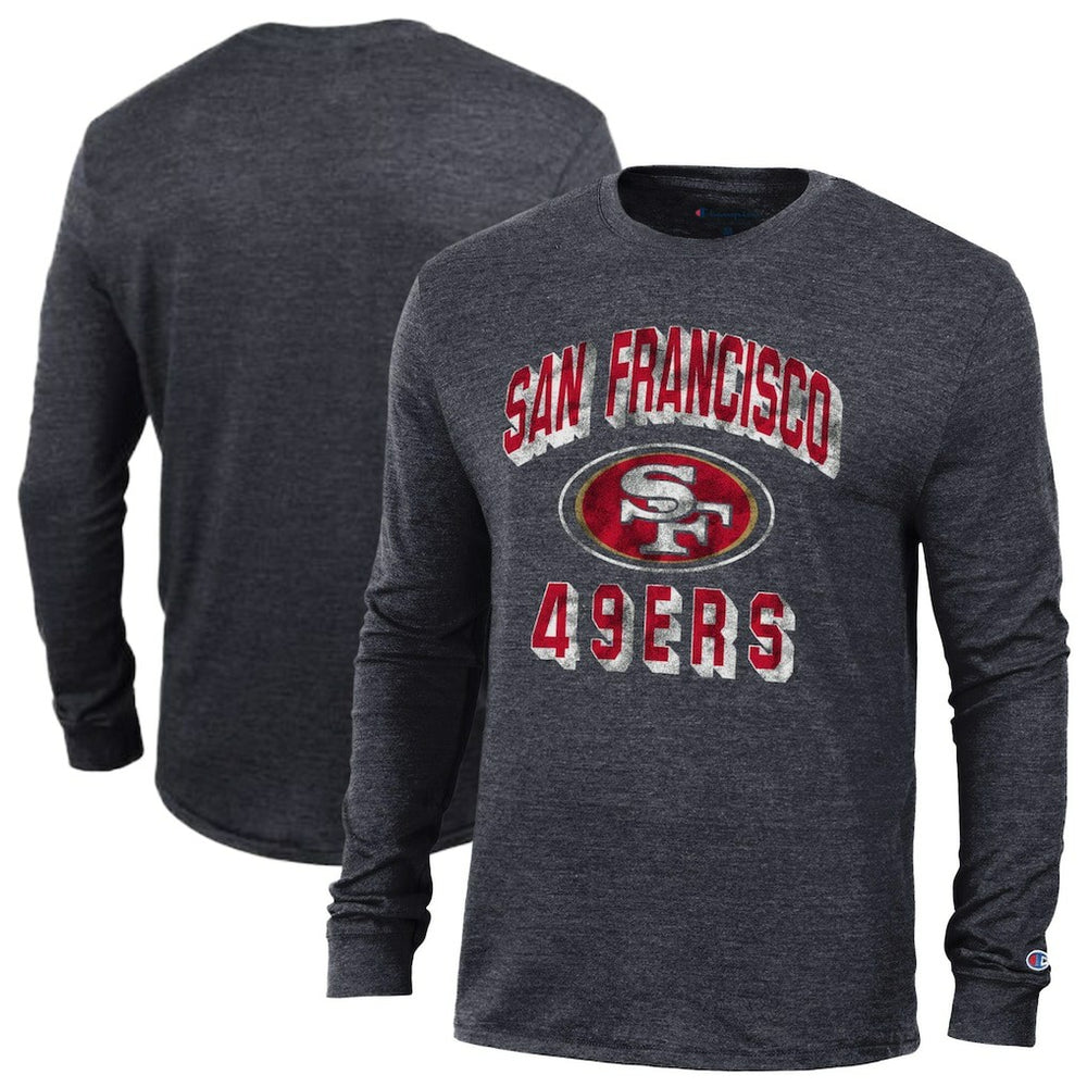 San Francisco 49ers Champion Ultimate Tri-Blend Long Sleeve T-Shirt Heather Black