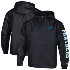 Carolina Panthers Champion Packable Windbreaker Half-Zip Jacket Black