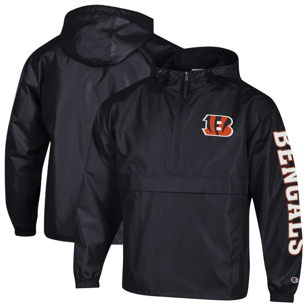 Cincinnati Bengals Champion Packable Windbreaker Half-Zip Jacket Black
