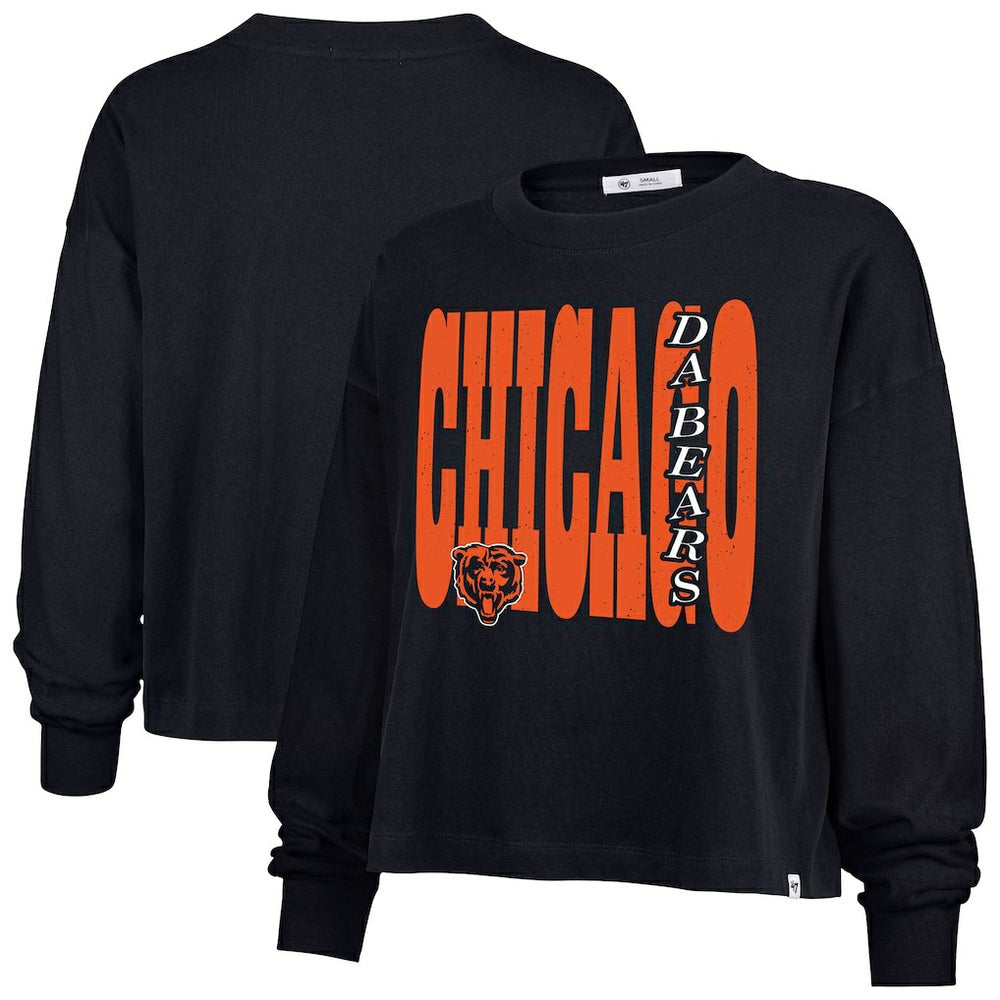Chicago Bears '47 Women's Stacked Sydney Long Sleeve T-Shirt Navy