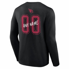 Arizona Cardinals Hustle Personalized Name & Number Long Sleeve T-Shirt Black