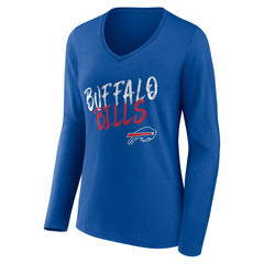 Buffalo Bills Women's Hustle Personalized Name & Number Long Sleeve V-Neck T-Shirt Royal