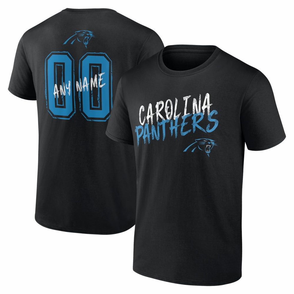 Carolina Panthers Hustle Personalized Name & Number T-Shirt Black