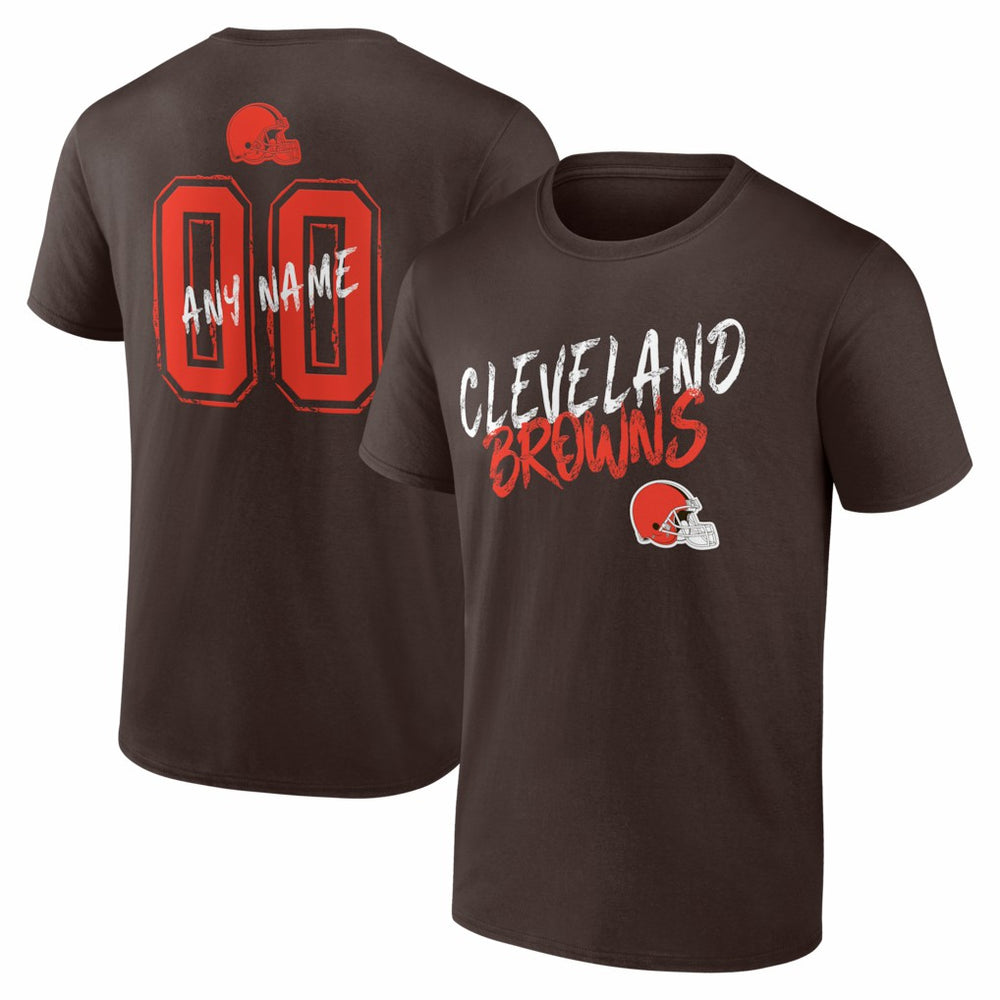 Cleveland Browns Hustle Personalized Name & Number T-Shirt Brown