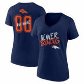 Denver Broncos Women's Hustle Personalized Name & Number V-Neck T-Shirt Navy