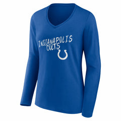 Indianapolis Colts Women's Hustle Personalized Name & Number Long Sleeve V-Neck T-Shirt Royal