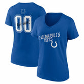 Indianapolis Colts Women's Hustle Personalized Name & Number V-Neck T-Shirt Royal