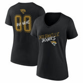 Jacksonville Jaguars Women's Hustle Personalized Name & Number V-Neck T-Shirt Black
