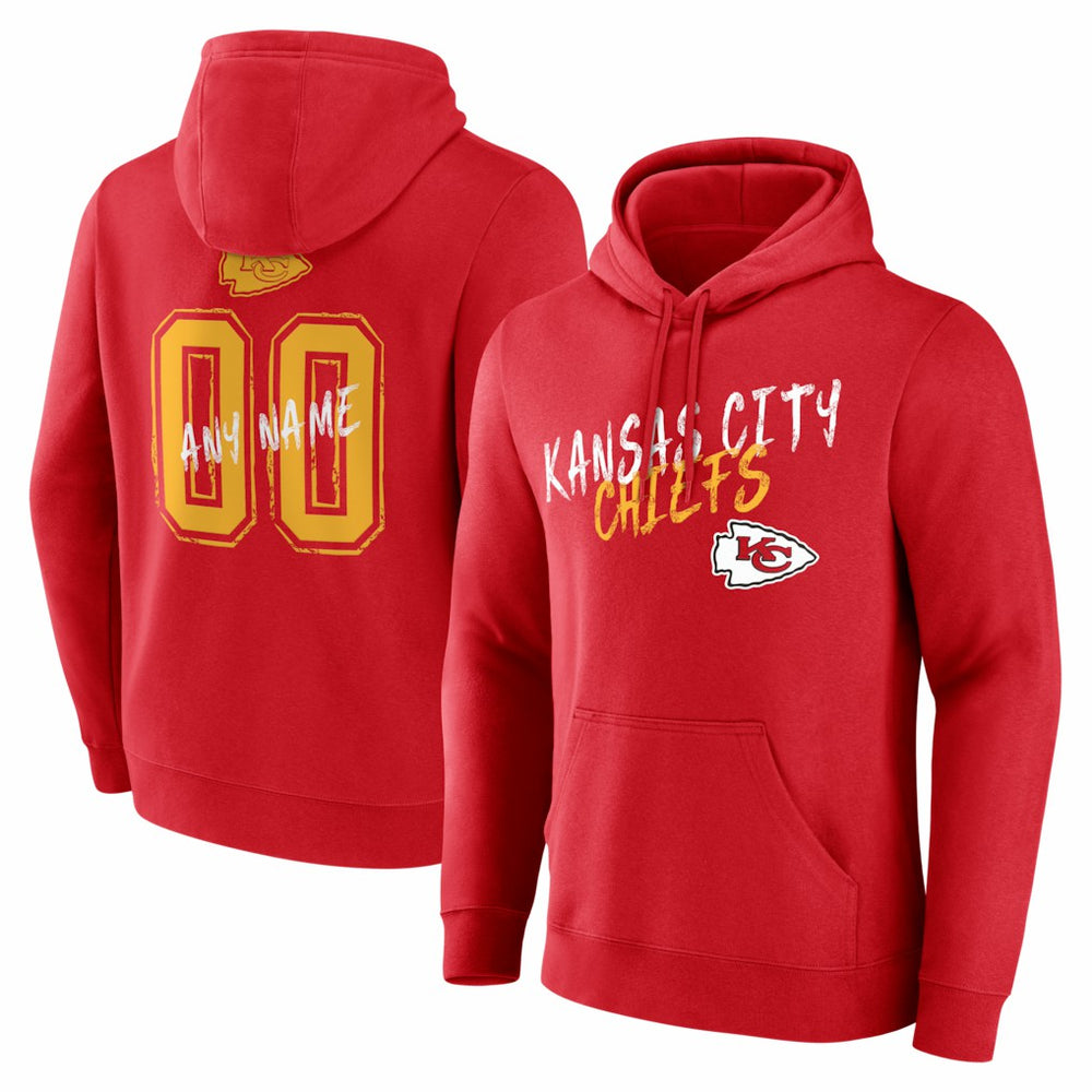 Kansas City Chiefs Hustle Personalized Name & Number Hoodie Red