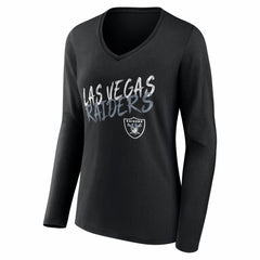 Las Vegas Raiders Women's Hustle Personalized Name & Number Long Sleeve V-Neck T-Shirt Black