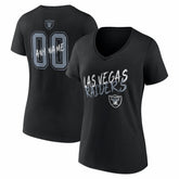 Las Vegas Raiders Women's Hustle Personalized Name & Number V-Neck T-Shirt Black