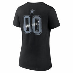 Las Vegas Raiders Women's Hustle Personalized Name & Number V-Neck T-Shirt Black