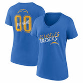 Los Angeles Chargers Women's Hustle Personalized Name & Number V-Neck T-Shirt Powder Blue