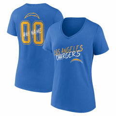 Los Angeles Chargers Women's Hustle Personalized Name & Number V-Neck T-Shirt Powder Blue