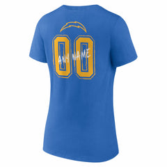 Los Angeles Chargers Women's Hustle Personalized Name & Number V-Neck T-Shirt Powder Blue
