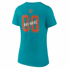 Miami Dolphins Women's Hustle Personalized Name & Number V-Neck T-Shirt Aqua