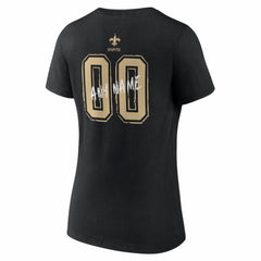 New Orleans Saints Women's Hustle Personalized Name & Number V-Neck T-Shirt Black