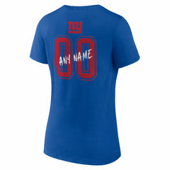 New York Giants Women's Hustle Personalized Name & Number V-Neck T-Shirt Royal