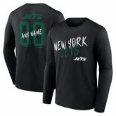New York Jets Hustle Personalized Name & Number Long Sleeve T-Shirt Black
