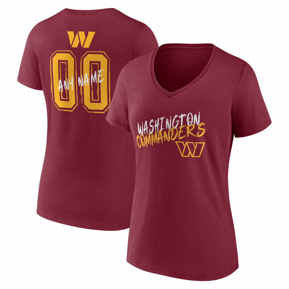 Washington Commanders Women's Hustle Personalized Name & Number V-Neck T-Shirt Burgundy
