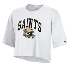 New Orleans Saints Champion Women's Boyfriend Cropped T-Shirt White