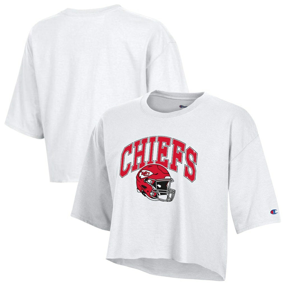 Kansas City Chiefs Champion Women's Boyfriend Cropped T-Shirt White