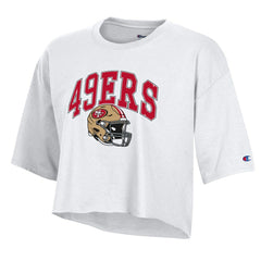 San Francisco 49ers Champion Women's Boyfriend Cropped T-Shirt White