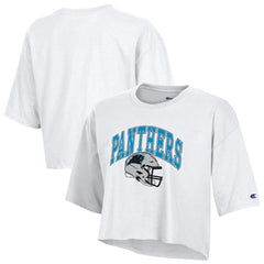 Carolina Panthers Champion Women's Boyfriend Cropped T-Shirt White