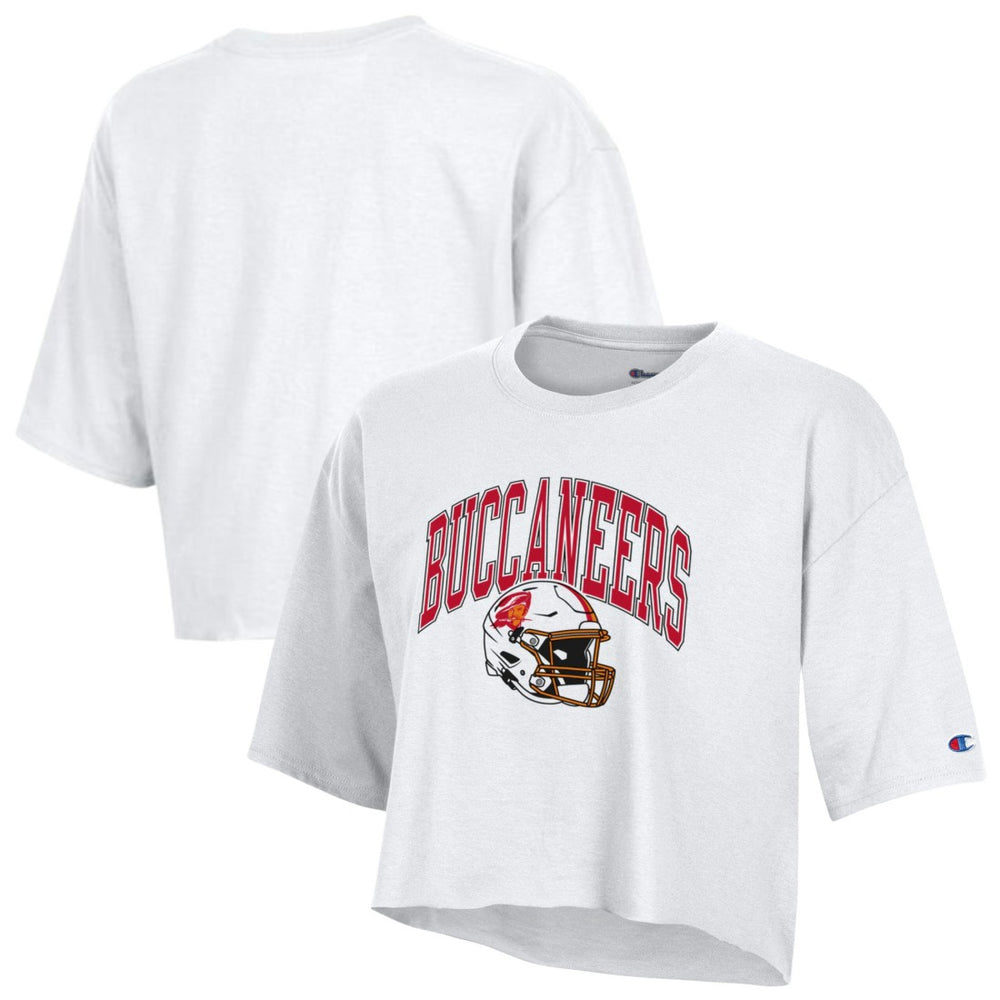 Tampa Bay Buccaneers Champion Women's Boyfriend Cropped T-Shirt White