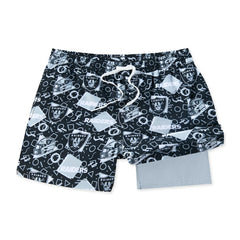 Las Vegas Raiders Chubbies Game Day Fit Classic Lined Swim Trunks Black