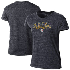 Pittsburgh Steelers Champion Women's Triumph Tri-Blend V-Neck T-Shirt Black