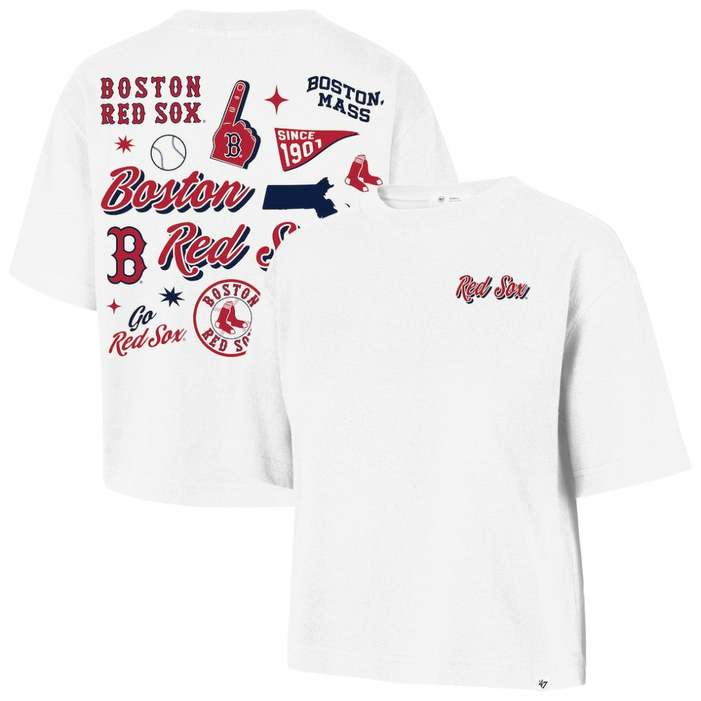 Boston Red Sox '47 Women's Collage Script Reed City T-Shirt - White T-shirts