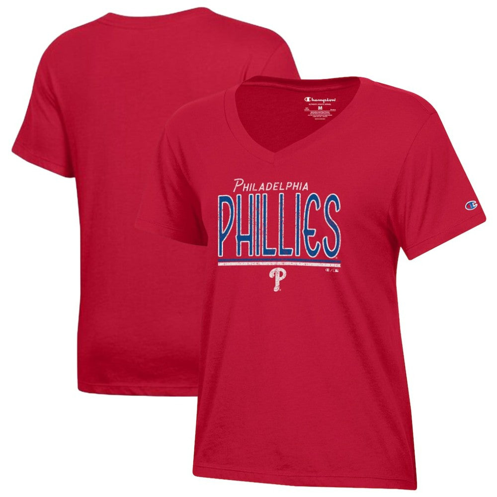 Philadelphia Phillies Champion Women's Core V-Neck T-Shirt - Red T-shirts