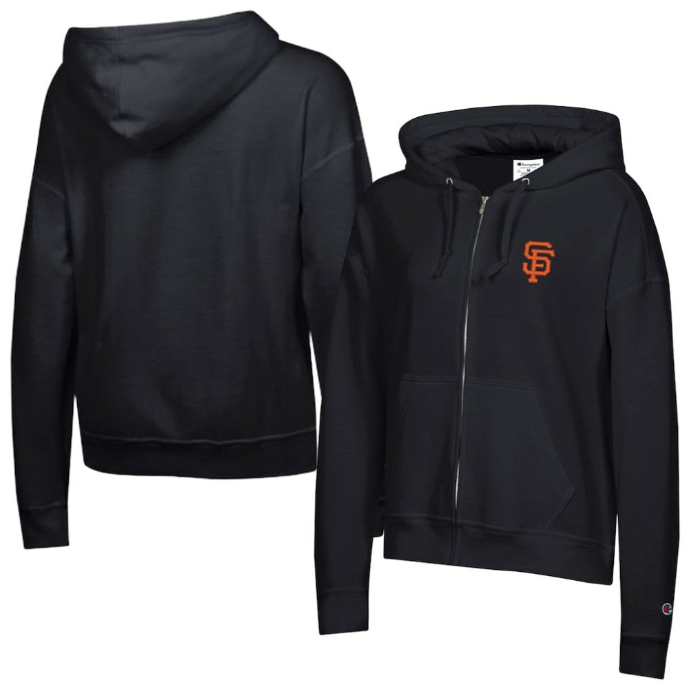 San Francisco Giants Champion Women's Powerblend Fleece Full-Zip Hoodie - Black Hoodies