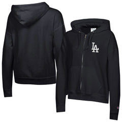 Los Angeles Dodgers Champion Women's Powerblend Fleece Full-Zip Hoodie - Black Hoodies