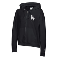 Los Angeles Dodgers Champion Women's Powerblend Fleece Full-Zip Hoodie - Black Hoodies